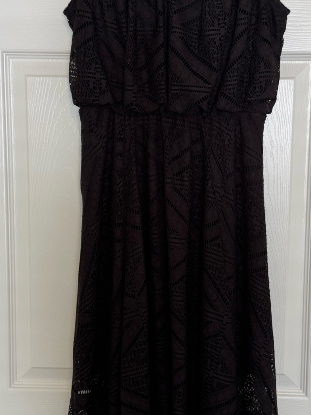 Style & Co. Black Lace Maxi Dress with Geometric Pattern